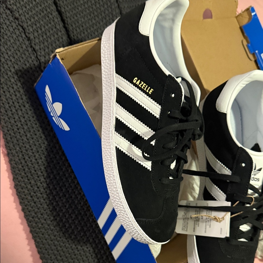 Adidas Gazelle Black with White Stripes